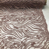 Blush Beaded Zebra Pattern Embroidery Lace Fabric