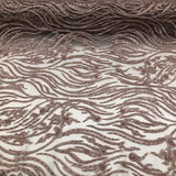 Blush Beaded Zebra Pattern Embroidery Lace Fabric