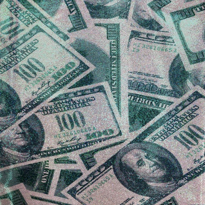 Green Hologram Mystique Money Print Spandex Fabric