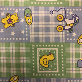 Green Blue Rubber Ducky Plaid Poly Cotton Fabric