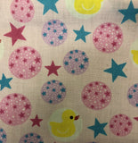 Rubber Ducky and Stars on Light Pink Poly Cotton Fabric