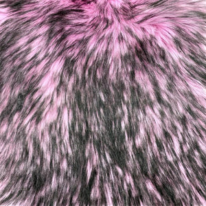 Light Pink Black Faux Fake Fur Husky Long Pile