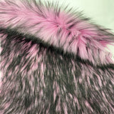 Light Pink Black Faux Fake Fur Husky Long Pile