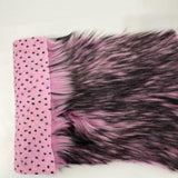 Light Pink Black Faux Fake Fur Husky Long Pile
