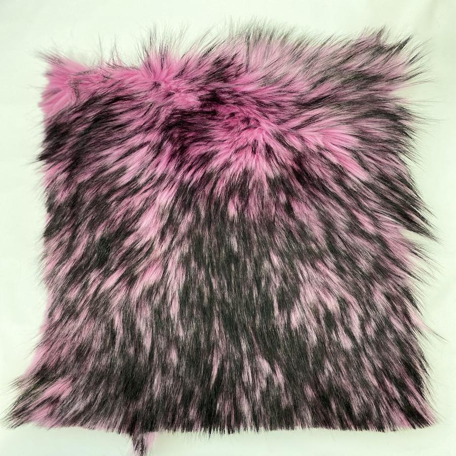 Hot Pink Black Faux Fake Fur Husky Long Pile