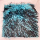 Turquoise Black Faux Fake Fur Husky Long Pile