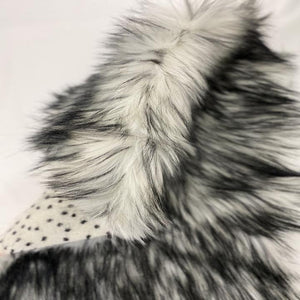 White Black Faux Fake Fur Husky Long Pile