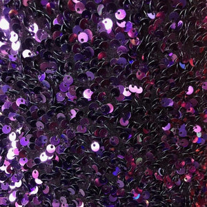 Purple Sequins Embroidered Stretch Velvet Fabric