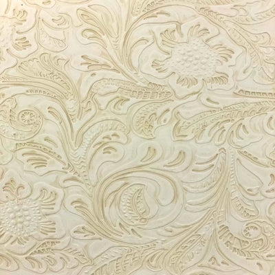 White Western Floral Pu Leather Vinyl Fabric