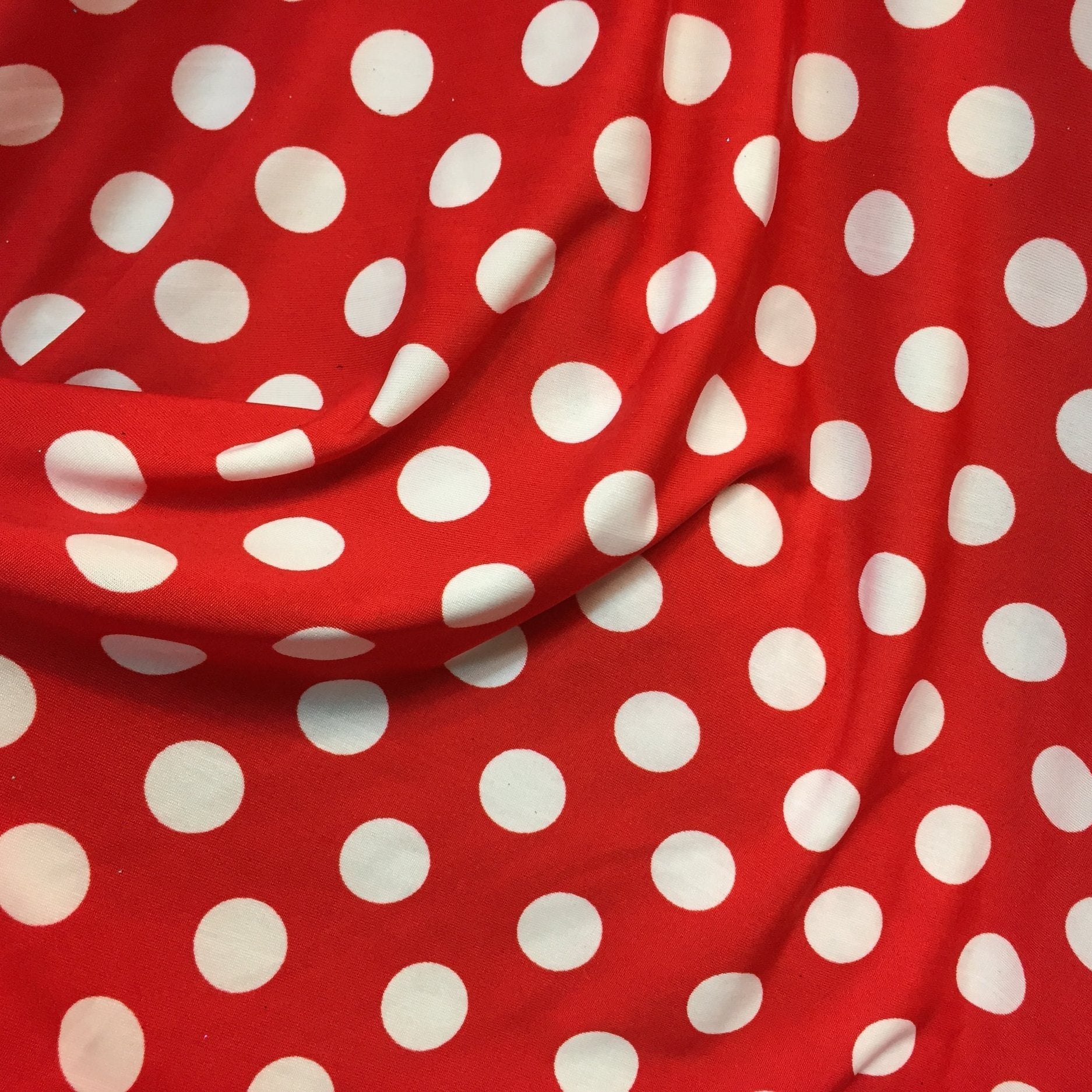 Gå ud udstødning støvle White Polka Dots on Red Spandex Fabric | iFabric
