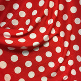 White Polka Dots on Red Spandex Fabric