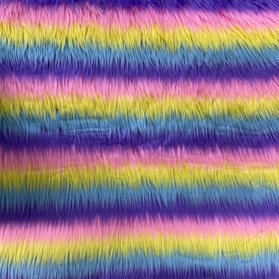 Unicorn Pastel Faux Fur Striped Long Pile Fabric
