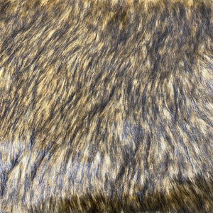 Camel Black Frost Tipped Faux Fake Fur Husky Long Pile