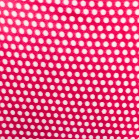 Polka Dot Print Pink/White Anti Pill Premium Fleece Fabric