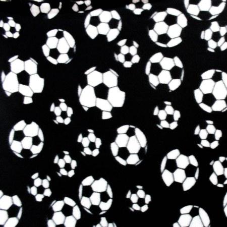 Soccer Black Size Anti Pill Print Fleece Fabric