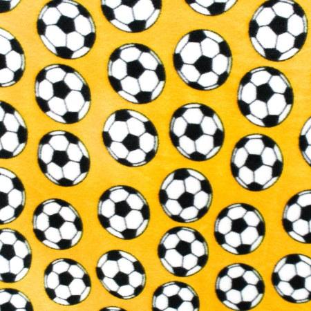 Soccer Yellow Anti Pill Print Fleece Fabric