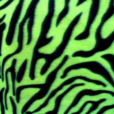 Neon Green Zebra Fleece Fabric