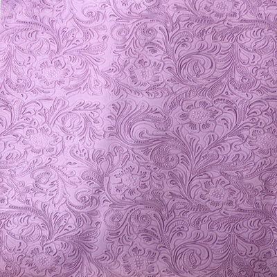Lavender Western Floral Pu Leather Vinyl Fabric