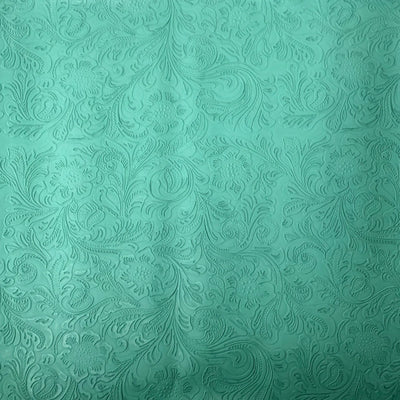 Mint Western Floral Pu Leather Vinyl Fabric