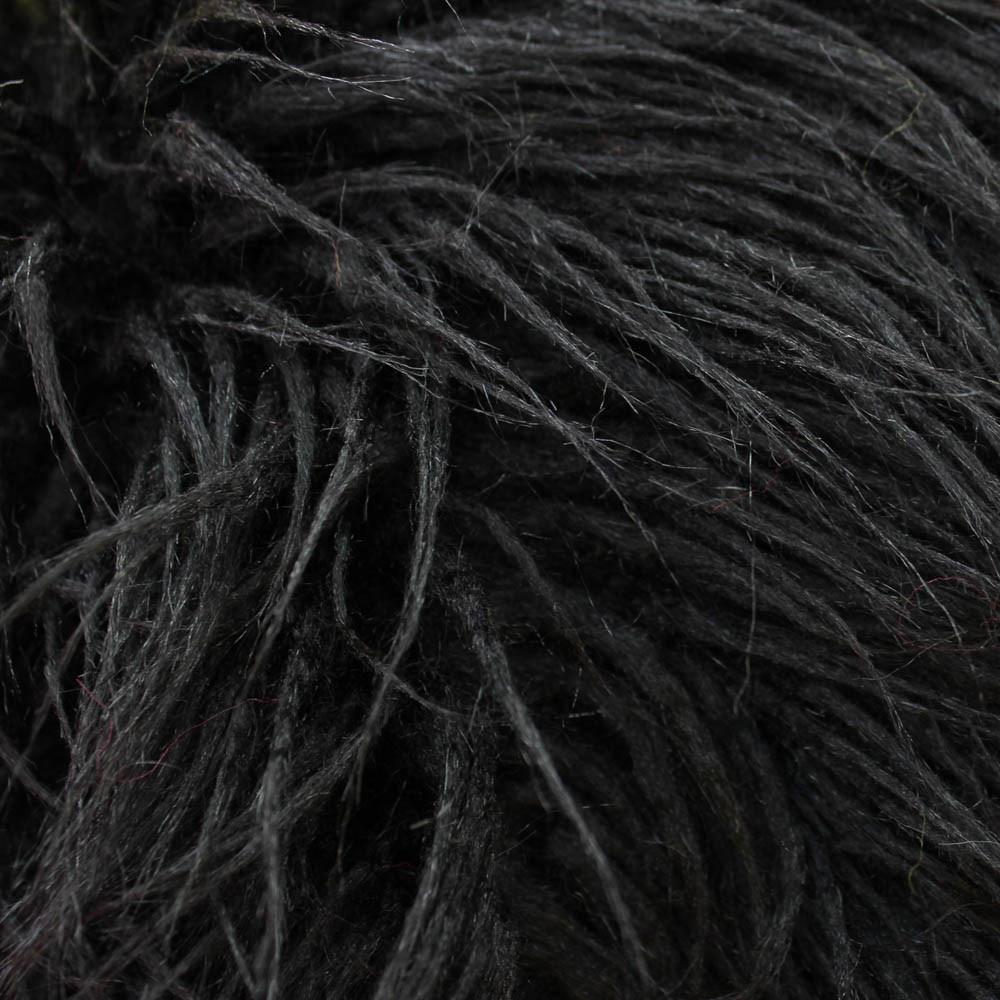 Black Faux Fake Mongolian Animal Fur Fabric Long Pile