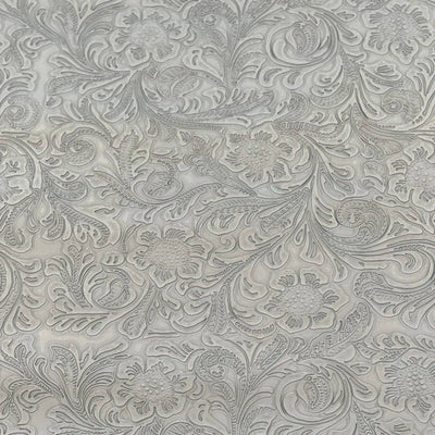 Gray Western Floral Pu Leather Vinyl Fabric