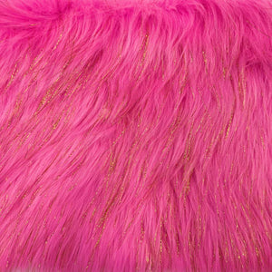 Hot Pink Tinsel Sparkle Glitter Shaggy Faux Fur Long Pile Fabric