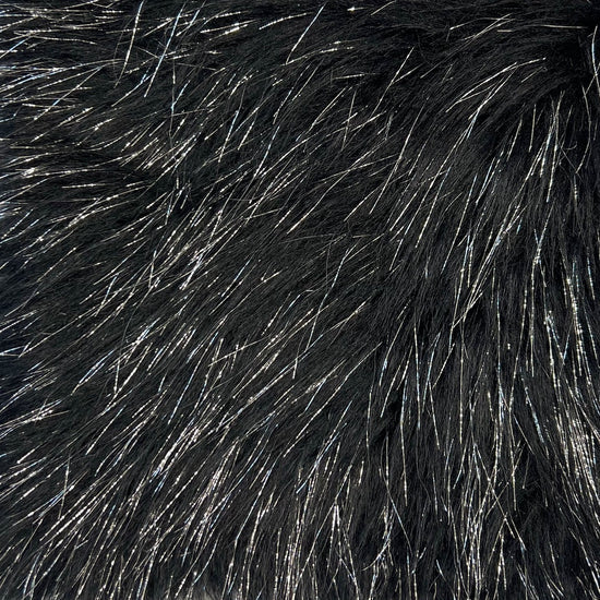 Long Pile Shaggy Faux Fur Fabric (Black)