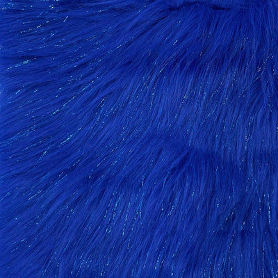 Royal Blue Tinsel Sparkle Glitter Shaggy Faux Fur Long Pile Fabric