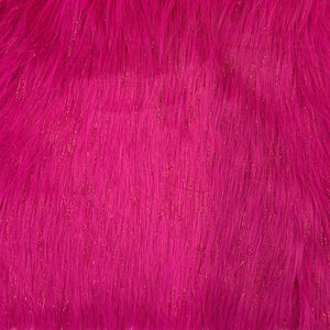 Fuchsia Tinsel Sparkle Glitter Shaggy Faux Fur Long Pile Fabric