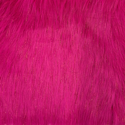 Fuchsia Tinsel Sparkle Glitter Shaggy Faux Fur Long Pile Fabric