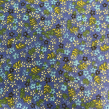Yellow Green Mini Flower on Blue Poly Cotton Fabric