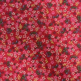 Yellow Blue Green Mini Flower on Red Poly Cotton Fabric