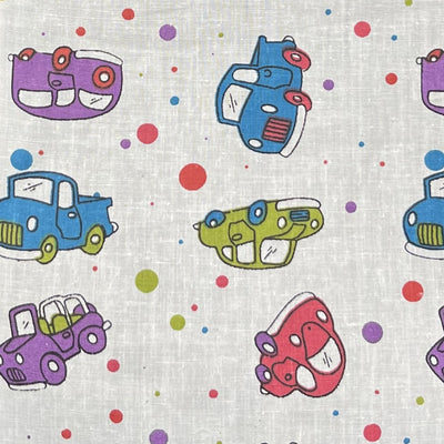 Car on White Poly Cotton Fabric