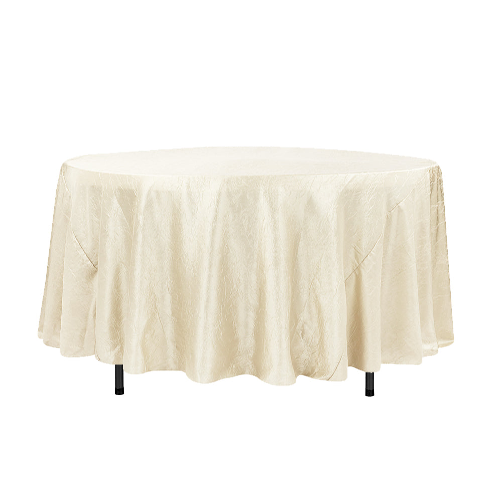 108" Ivory Crinkle Crushed Taffeta Round Tablecloth
