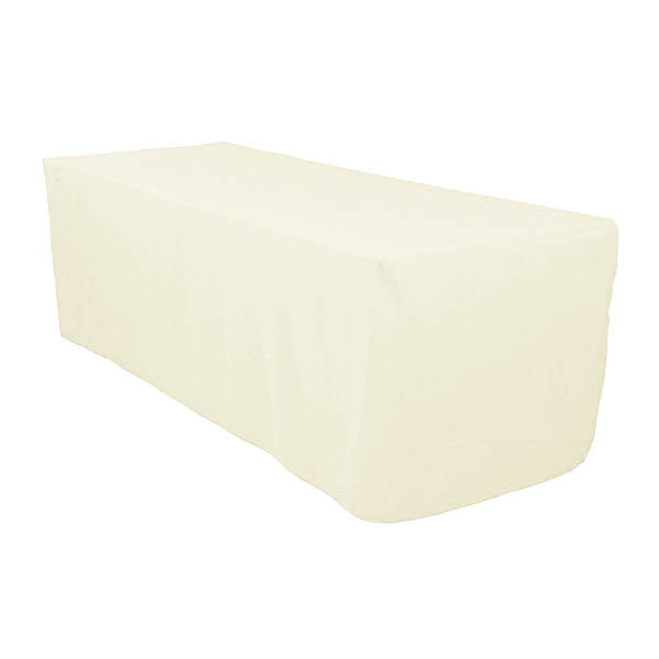 8 Ft Ivory Polyester Rectangular Tablecloth