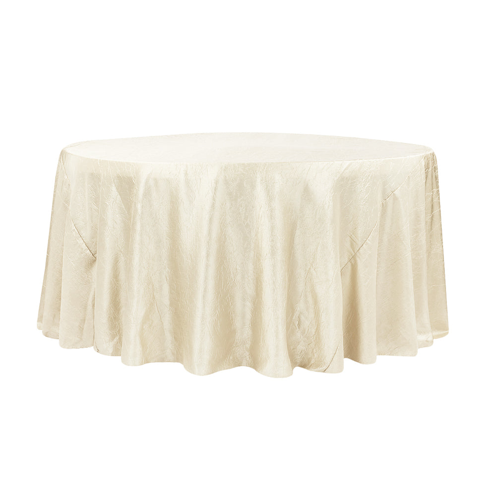 132" Ivory Crinkle Crushed Taffeta Round Tablecloth