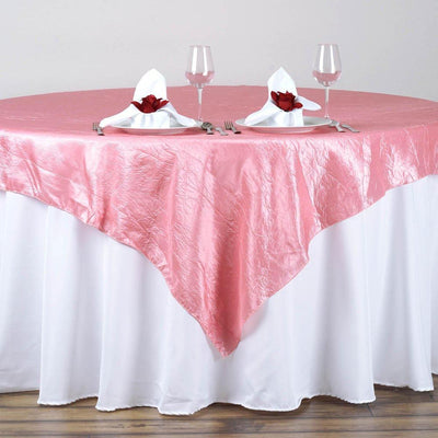 Rose Taffeta Crushed Crinkle Square Overlay 72