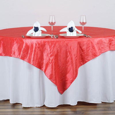 Coral Taffeta Crushed Crinkle Square Overlay 72