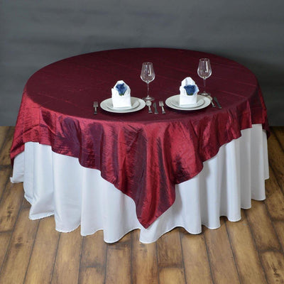 Burgundy Taffeta Crushed Crinkle Square Overlay 72