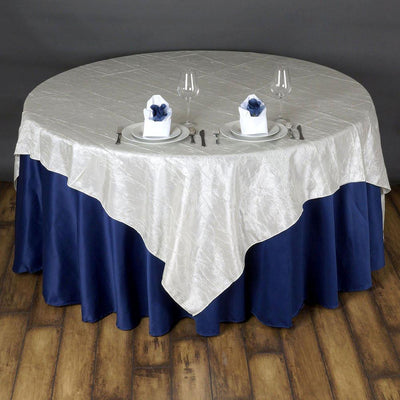 Ivory Taffeta Crushed Crinkle Square Overlay 60
