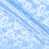 Satin Jacquard Roses Light Blue Fabric