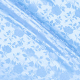Satin Jacquard Roses Light Blue Fabric