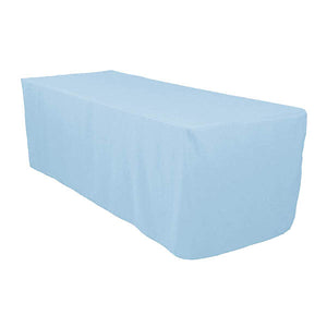 6 Ft Light Blue Fitted Polyester Rectangular Tablecloth