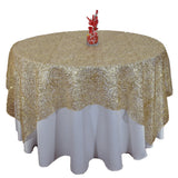Champagne Spider Mesh Sequin Overlay Tablecloth 72" x 72"