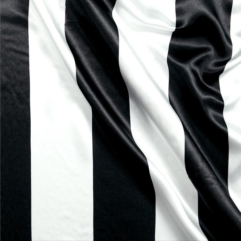 Black White Stripe 1" inch Satin Fabric