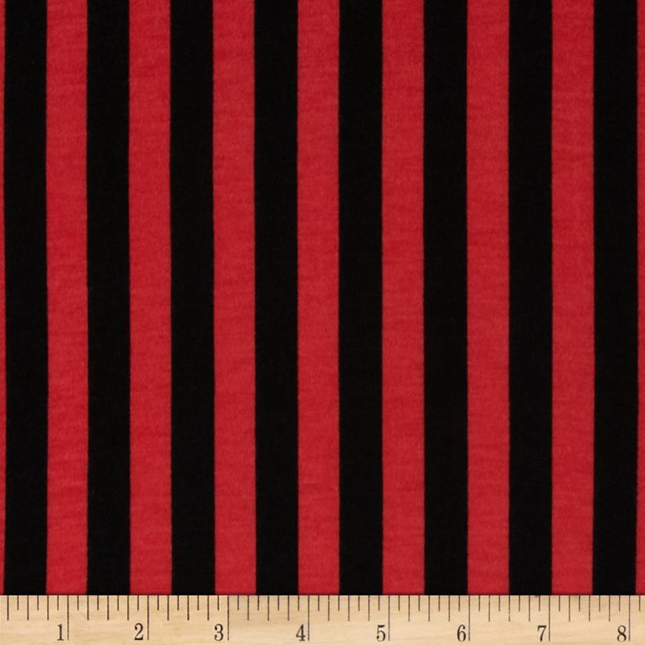 1/2" Half Inch Black and Red Stripes Poly Cotton Fabric