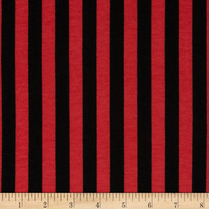 1/2" Half Inch Black and Red Stripes Poly Cotton Fabric
