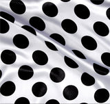 1/2" half inch Black Polka Dot on White Background Satin Fabric