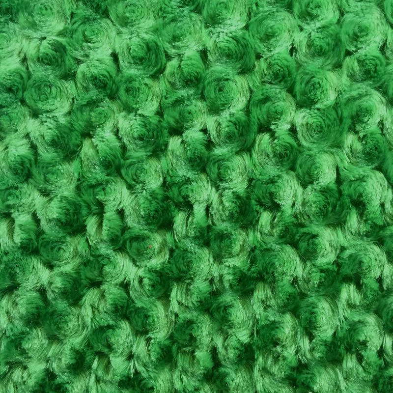 Green Minky Rosebud Fabric