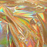 Gold Nuevo iridescent Holographic Embossed Crocodile Vinyl Fabric